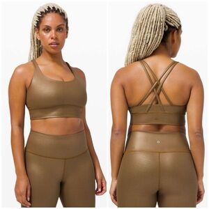 LULULEMON - Energy Bra Longline Shine. Matte Copper Foil. Size 4
